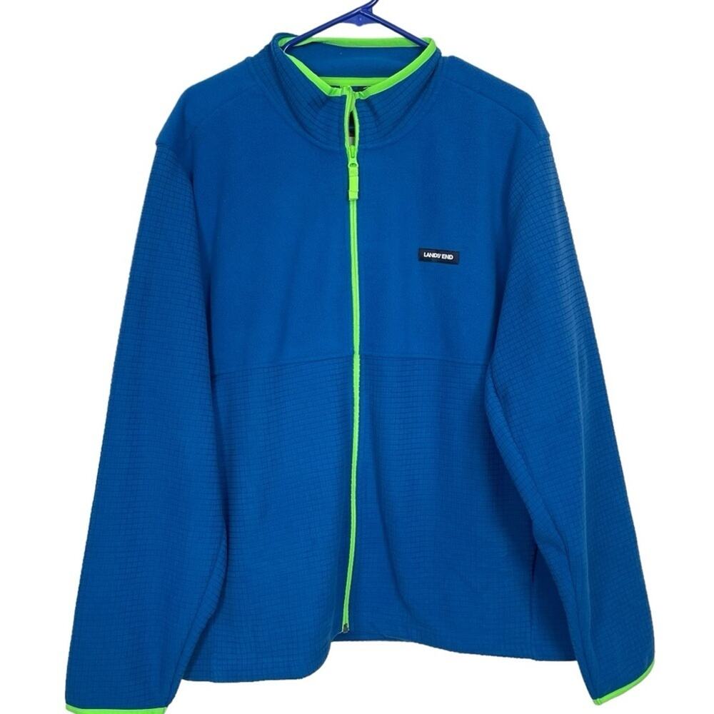 Lands End Blue Fleece Full‎ Zip Jacket NWT XL